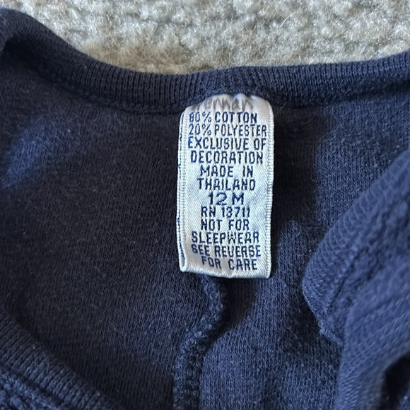 One piece navy blue overalls- very soft and warm 12 months with bear - Picture 4 of 6